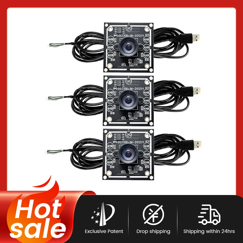 3PCS 100 Degree Camera Module 1MP OV9732 1280x720 USB Free Driver Manual Focus, with 2 Meter Cable Compatible with WinXP/7/8/10