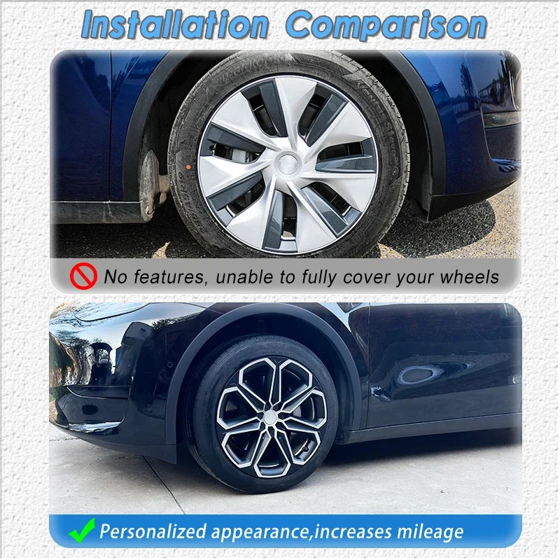 4PCS Hub caps for Tesla Model Y 19 Inch Wheel Cover Automobile Replacement Performance Full Rim Cover Car Accessories 2018-2024