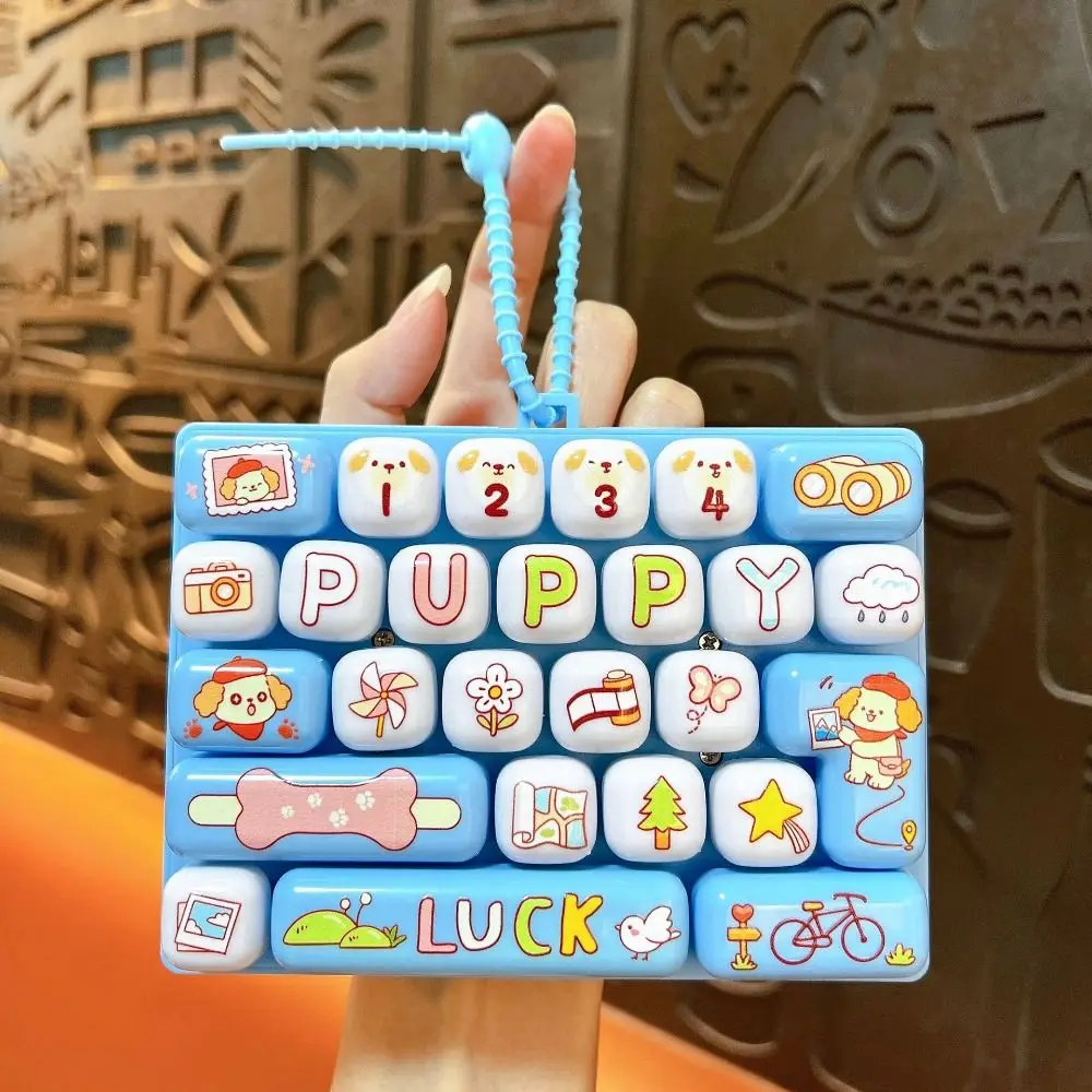 26-Key Mechanical Keyboard Toy Keycap Clicker Hand Relax Fidget Keyboard Keychain Decompression Button Stress Relief Fidget Toy