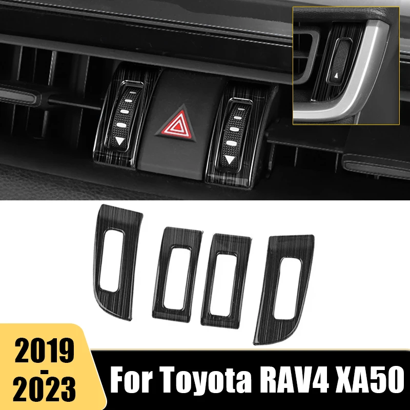 

Stainless Car Central Control Air Conditioning Vent Outlet Cover Trim Stickers For Toyota RAV4 XA50 2019-2021 2022 2023 Hybrid