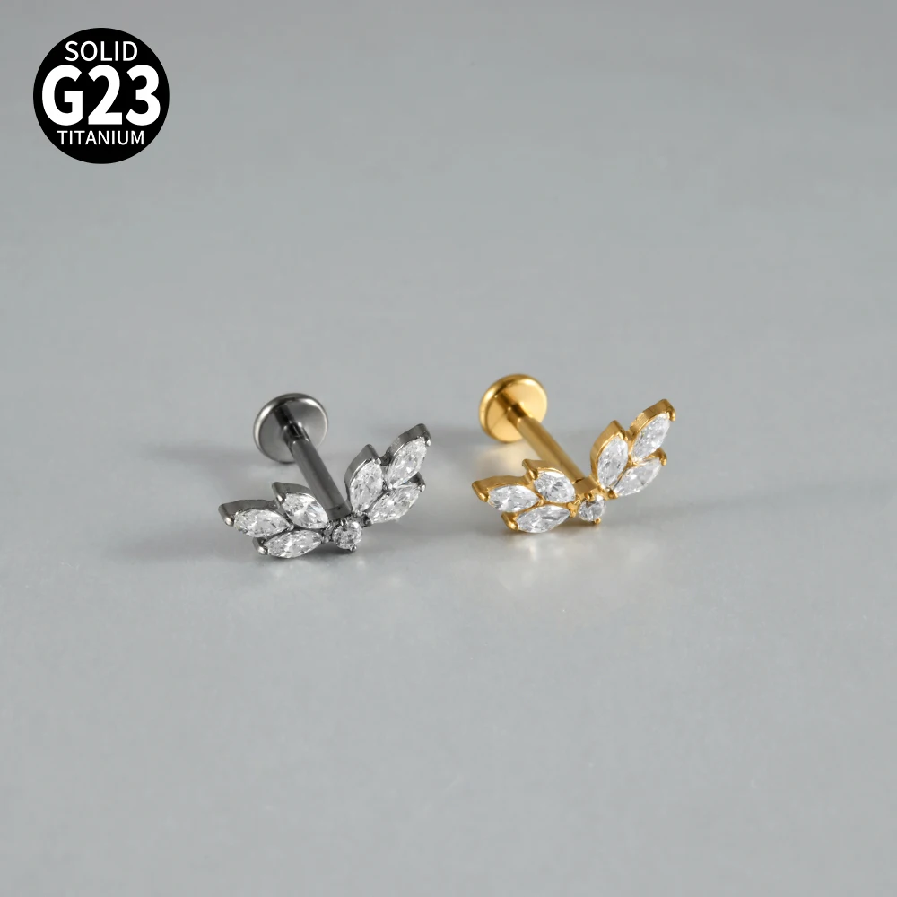 1PCS G23 Titanium Lip Stud Star Horse-eye Elk Design Ear Helix Tragus Cartilage Earring Body Piercing Jewelry Internal Thread