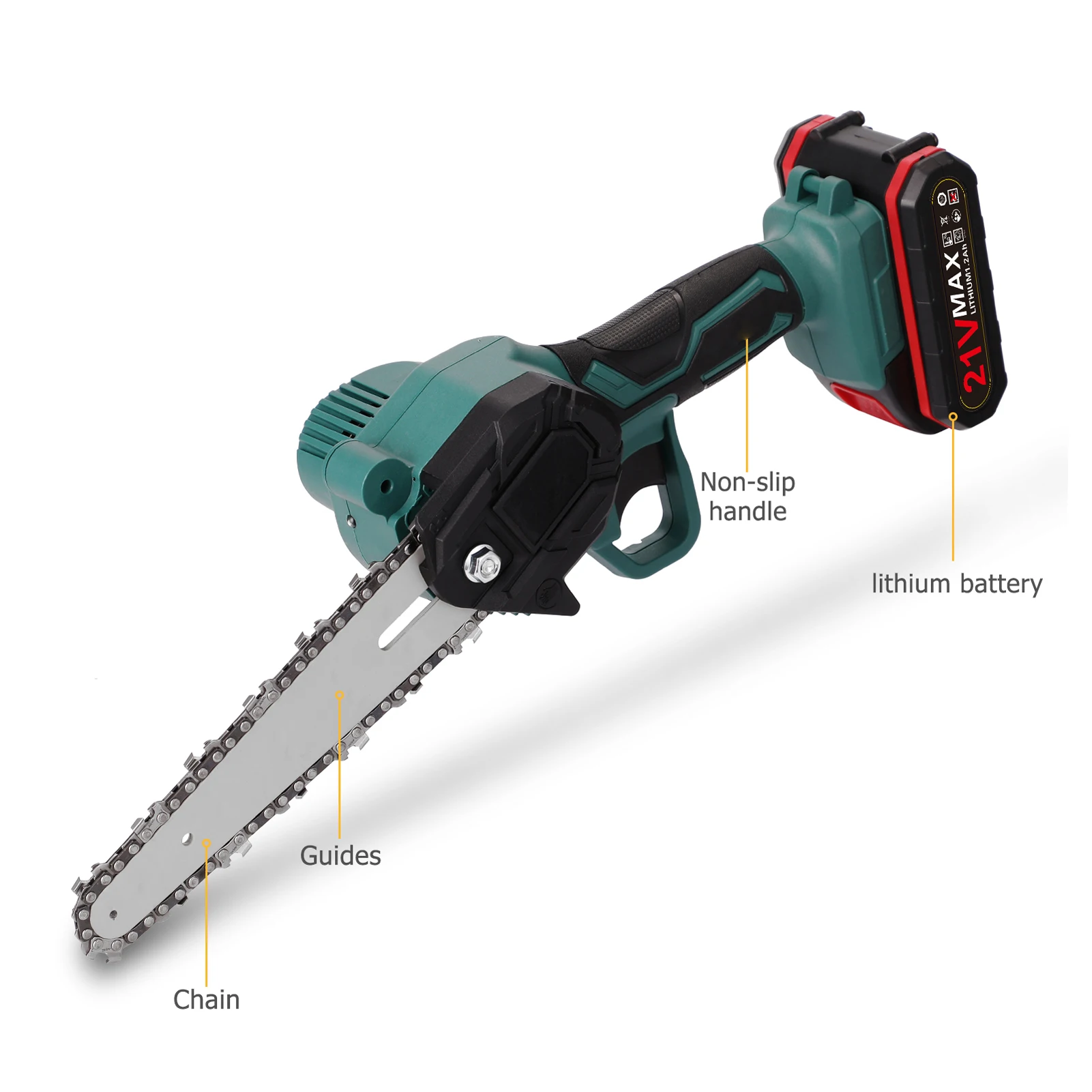 21V Two Battery Portable Mini Electric Pruning Saw Rechargeable Small Wood Spliting Chainsaw One-handed Woodworking Tool