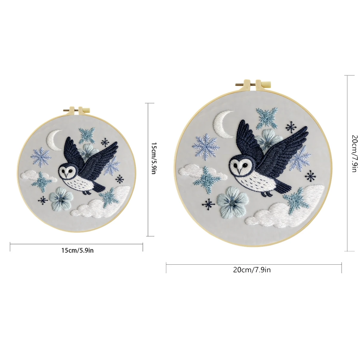 1 Set Mondlicht-Eule DIY-Stickerei-Set für Anfänger, Stick-Starter-Kit, Kreuzstich-Kunstgeschenk, Nadelarbeiten – Detail 2