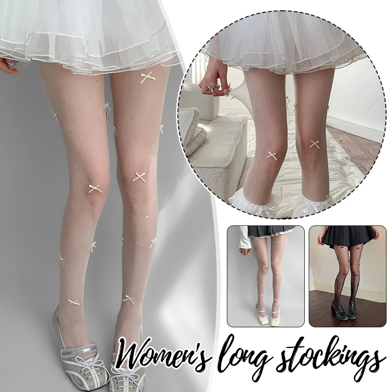 

Japanese Lolita Bowkont Embroidery Pearl Tights Pantyhose Flash Diamond Women Tights JK Styles Sweet Girls Kawaii Cute Stockings