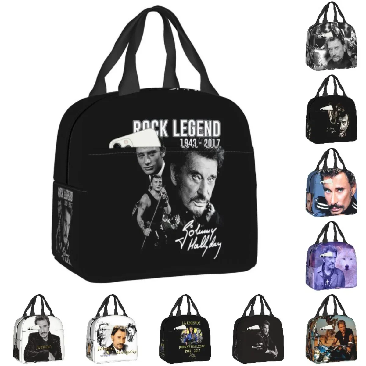 Johnny Hallyday Insulated Lunch Bag for Women Leakproof France Rock Singer Thermal Cooler Bento Box Office Work School