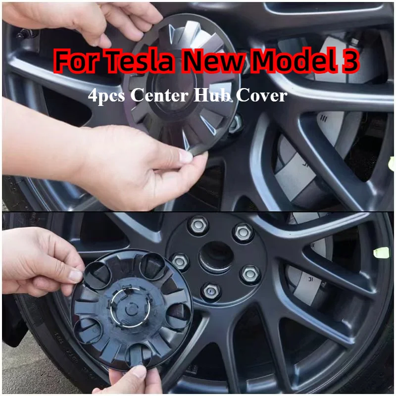 Hub Center Cover for Tesla Model3 Highland 2024 18 Inch Hubcaps Decorative Cover 4pcs Wheel Center Caps New Model3 Accessories