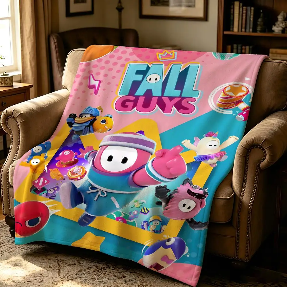 

game F-Fall Guys-s Throw Thick Comfort Flannel Quilt, Multi-scene Use Indoor Outdoor Daily Nap