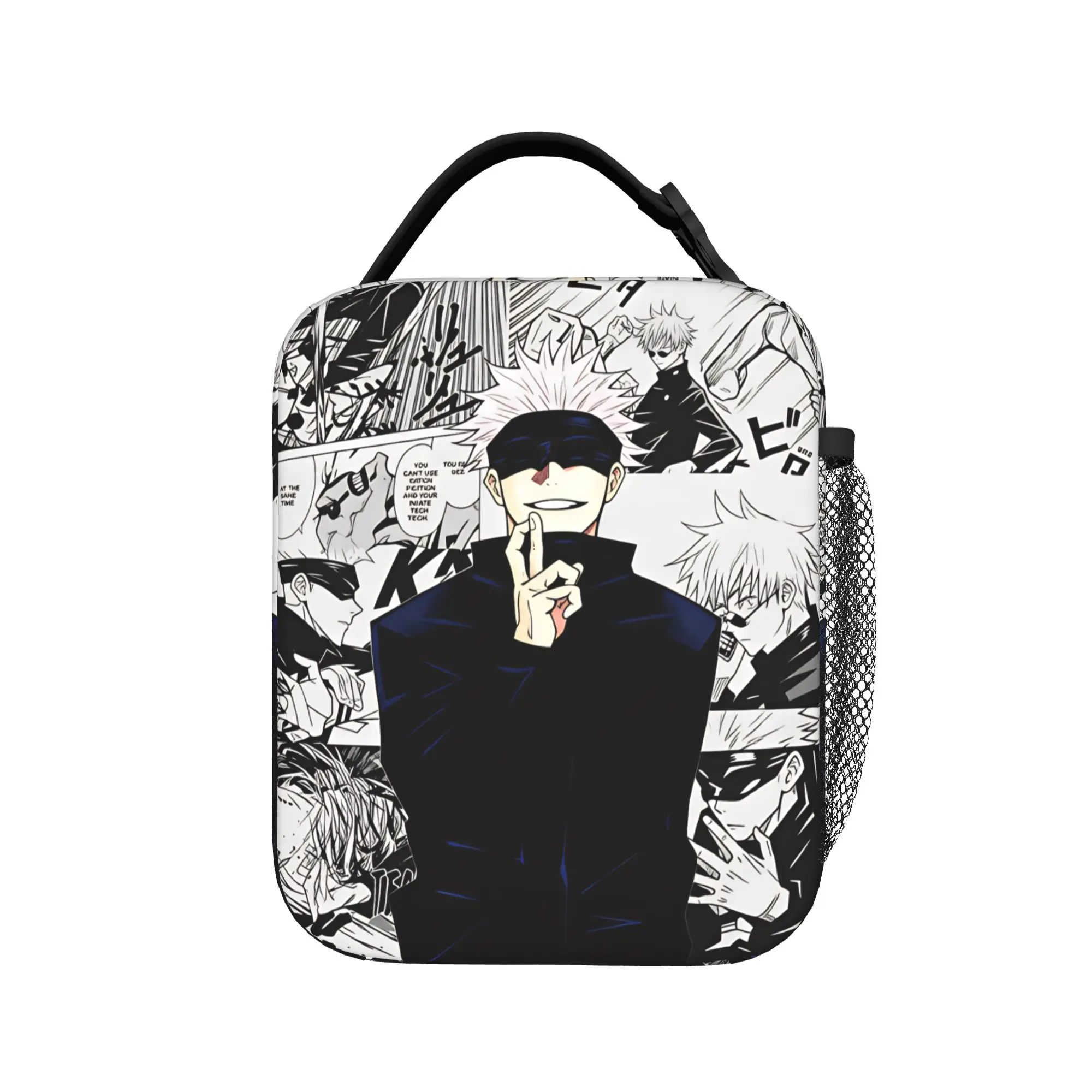 Satoru Gojo Comic Animation Lunch Bag  Convenient Lunch Box Girls School Custom Cooler Bag Funny Oxford Thermal Lunch Bags