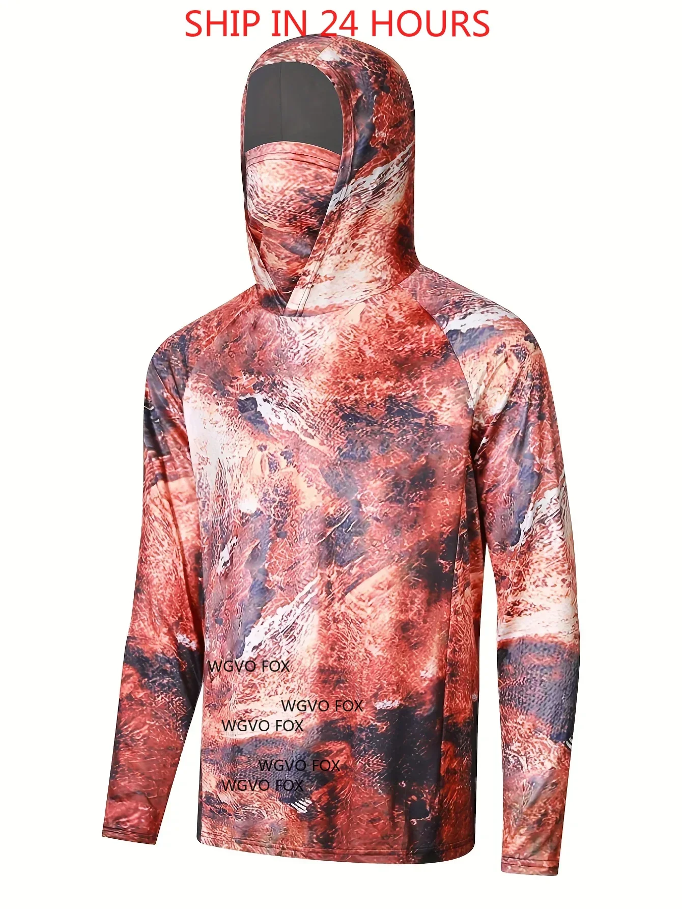 قمصان الصيد الرجال الشمس حماية هوديي قناع الكل في واحد ملابس الصيد Ropa Pesca الصيد التخييم الصيد تي شيرت Upf 50 +