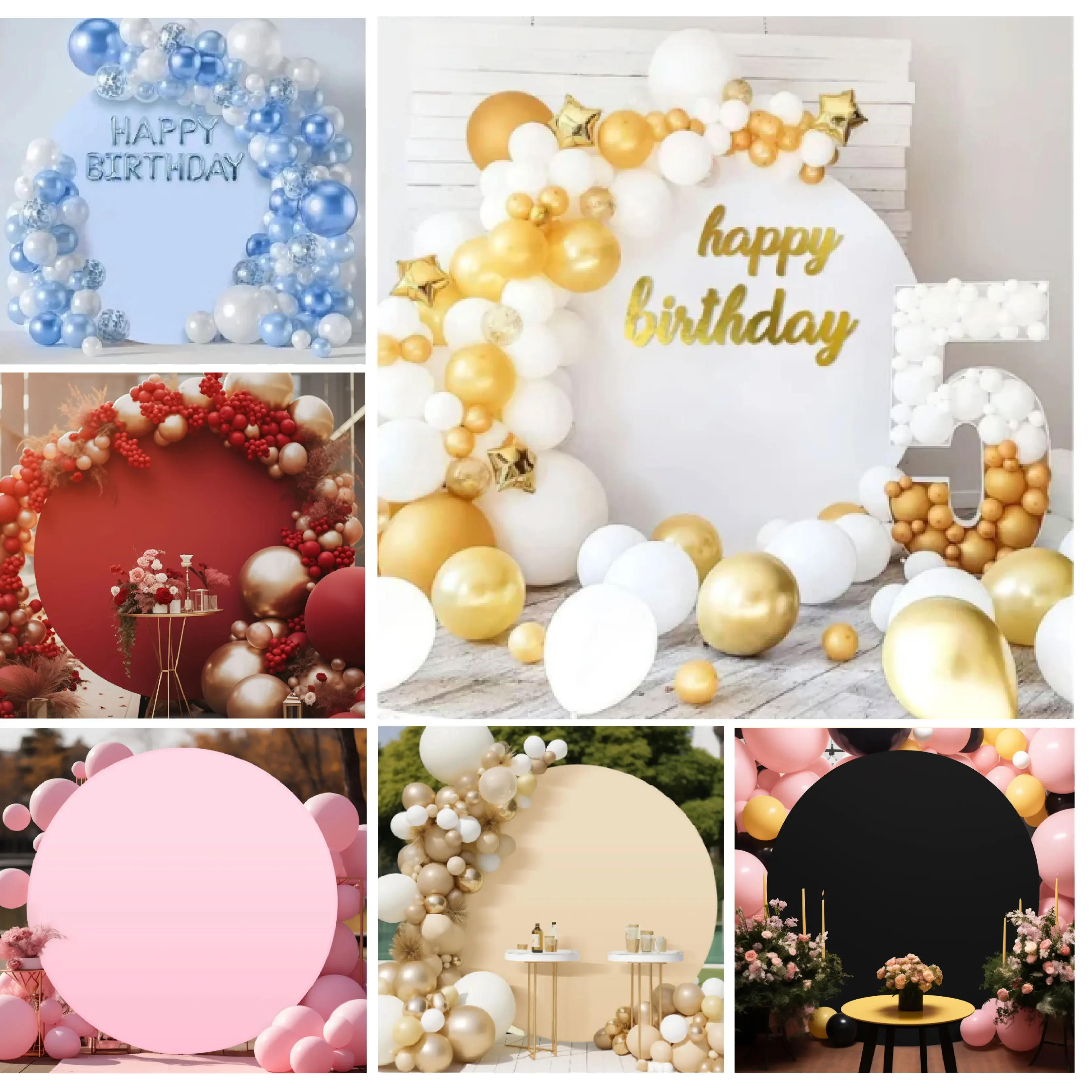 Solid Colors Round Backdrop Covers Party Supplies for Wedding Decoration Birthday and Baby Shower Balloons Background Props