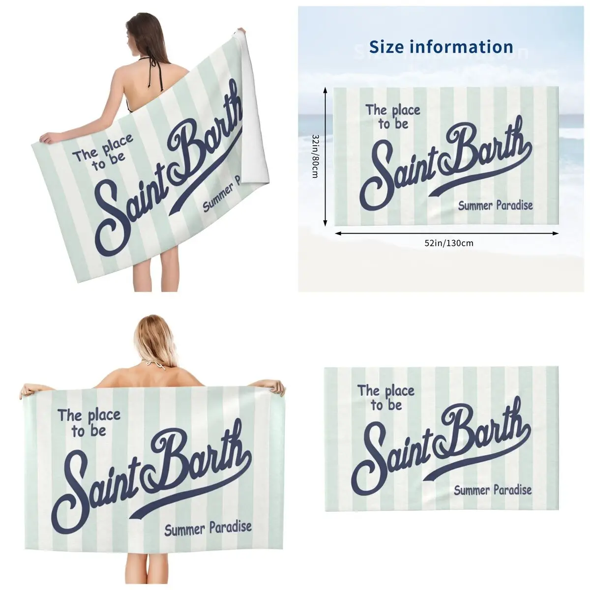 S-Saint-B-Barth Microfiber Absorbent Towel for Adults - Soft, Absorbent, and Lightweight for Travel