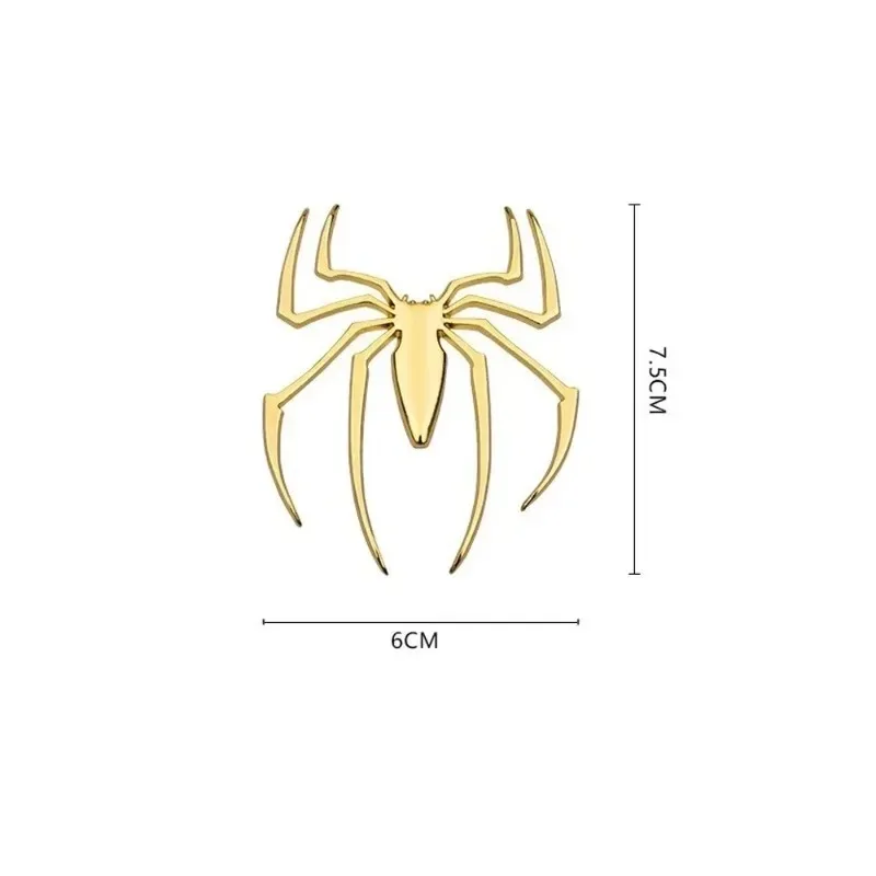 قطعة واحدة من ملصق سيارة جديد ثلاثي الأبعاد معدني فضي/ذهبي على شكل عنكبوت شارة سيارة من الكروم