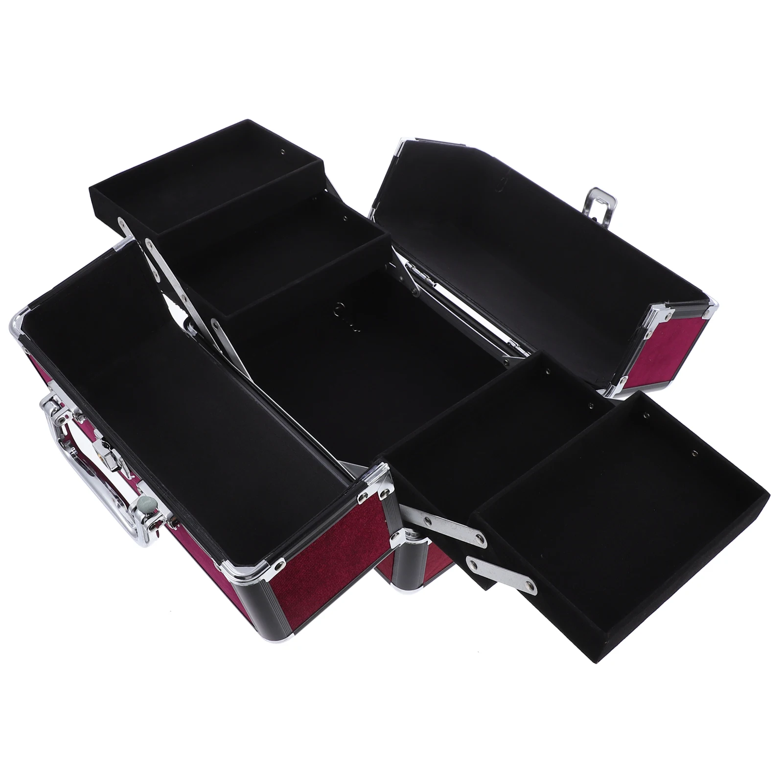 

Aluminum Alloy Case Makeup ganizer Storage Bag Toiletry Pouch Makeup Case Travel Durable Portable Double Opening