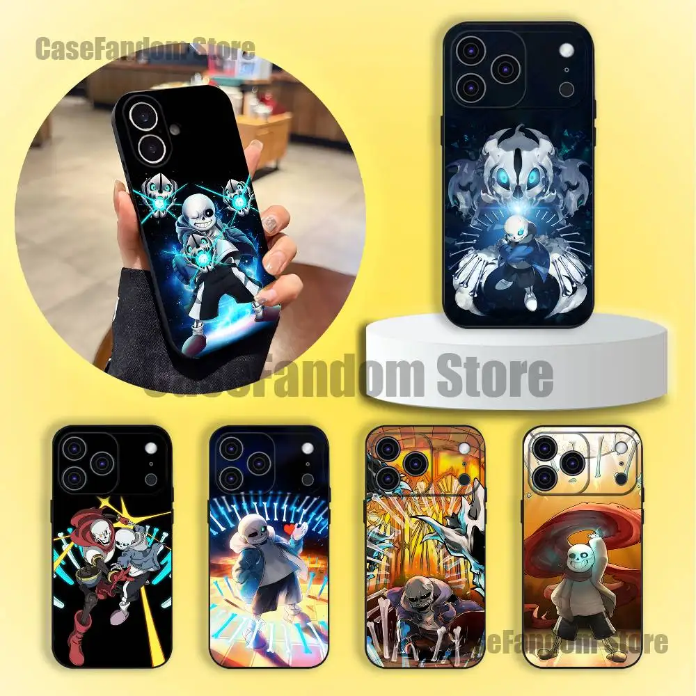 

U-UndertaleS Sans For iPhone 17,16,15,14,13,12,11,Pro,Max,Plus Black Soft Cover Phone Case