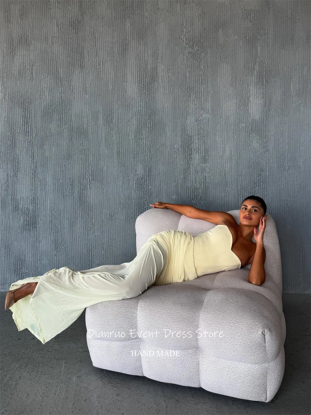 Dianruo الوهم فساتين سهرة بدون أكمام Ruched على شكل قلب ماكسي رداء حفلات شيفون رشيقة فيستدوس فورماليس مخصص