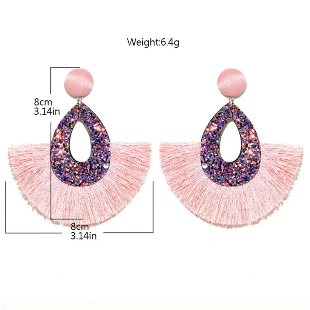 أقراط بشرابة ترتر دمعة ، سحر كبير ملون ، أقراط بشراشيب جذابة ، استرخى لامع بترتر بوهيمي ، زفاف زفاف للعرائس