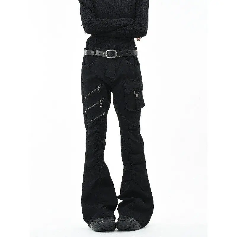 

Slim Fit Work Trousers Casual Bell Bot Men's Faionable Straight Leg Jeans mid Waist Waed Dstring Comfortable Fit