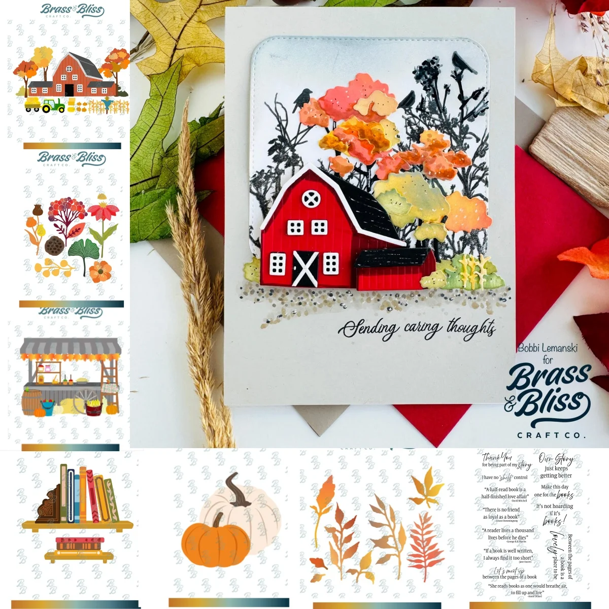 

Bookshelf Fall Florals Market Metal Cutting Dies Clear Stamps for DIY Scrapbook Diary Decoration Embossing Cut Template 2025 New