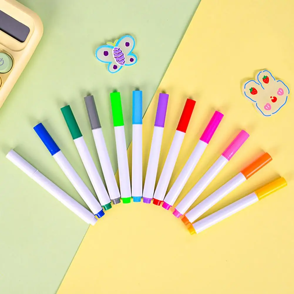 

8/12Pcs 10.4cm Water Soluble Chalk Markers LED Boards Art Crafts Smooth Application Bold Lines Erasable Ink Neon Pens For School