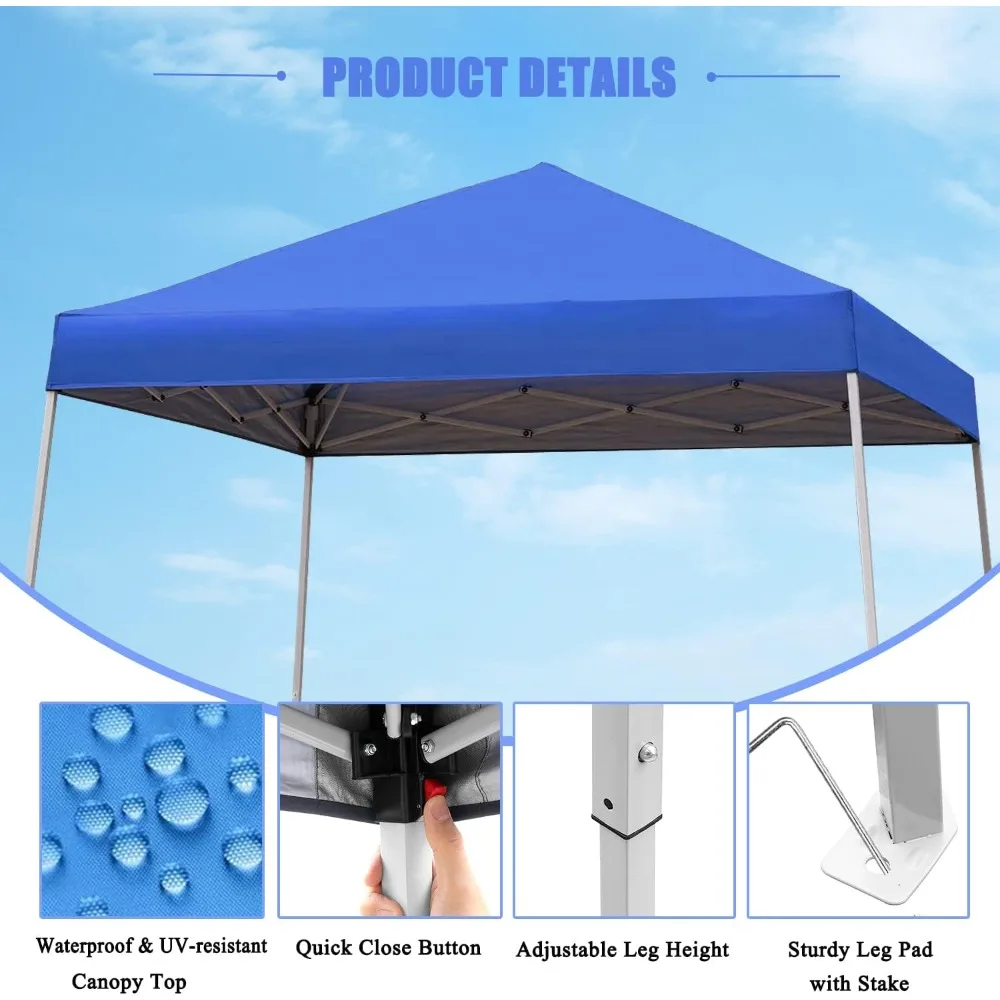 Pop Up Canopy Tent, 10X10 FT Outdoor Instant Slant Legs Gazebo Shelter with Carrying Bag Portable for Patio Deck Garden and Beac