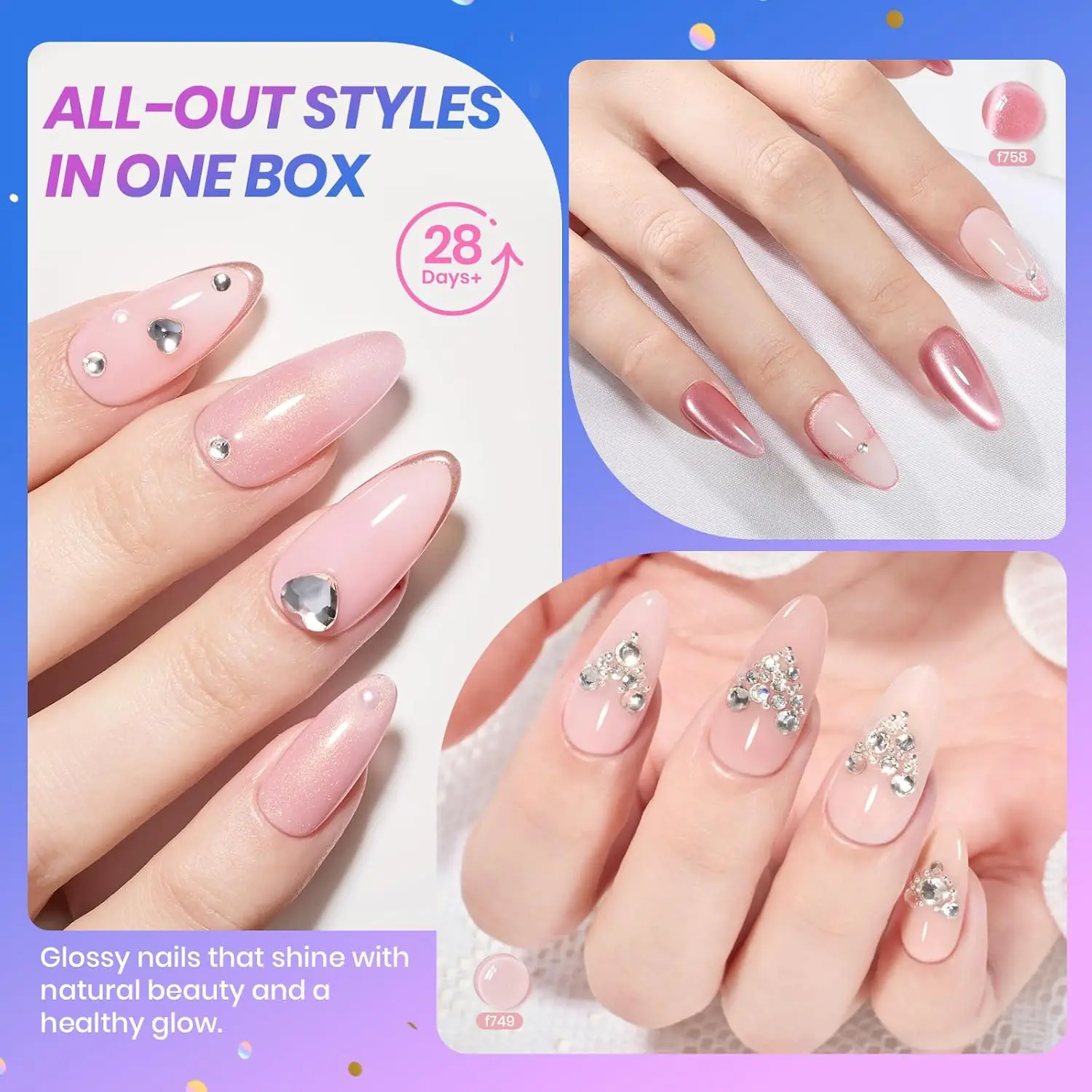 75-Piece Jelly Gel Nail Polish Set - Nude Sands Collection with Cat Eye & Glitter, Winter Gift for Women