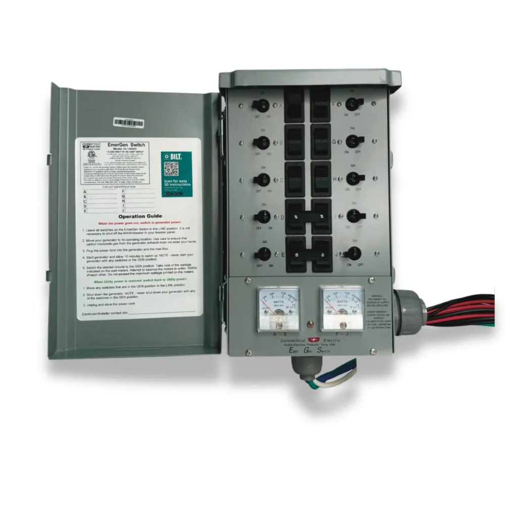 EmerGen Transfer Switch - 50 Amp, 10-Circuit, 12500 Watts, for Generator (Transfer Switch Only) - Best