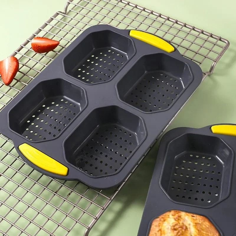 New Bread Baking Tray, Food Grade Silicone Mold, 4-cell   Tool, DIY Household Cake  Hamburger Pastry Tools