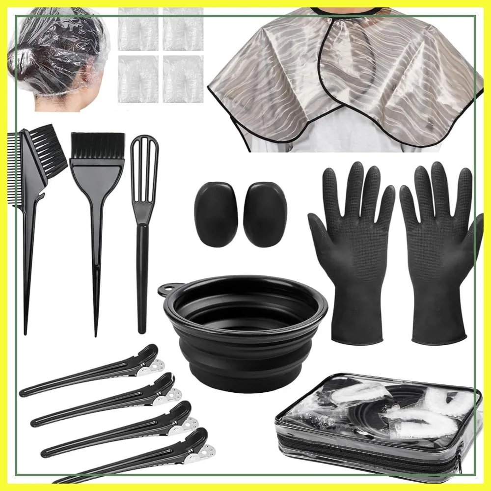 

19 Pcs Professional Hair Bleach Kit with Dye Brush, Bowl, Clips, Applicator, Earmuffs for Home Highlighting & Coloring