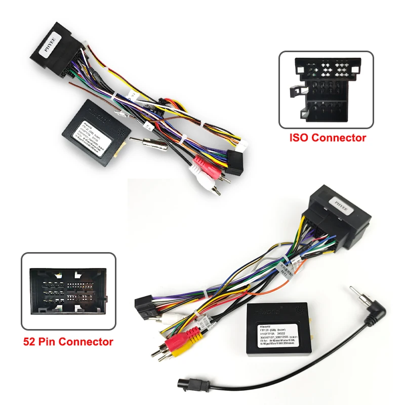 Mini-ISO/52 Pin Harness Adapter CAN Bus Decoder, SWC Retention, 16Pin Android, für Fiat 500 Panda Doblo Uno Bravo Punto Ducato – Detail 1