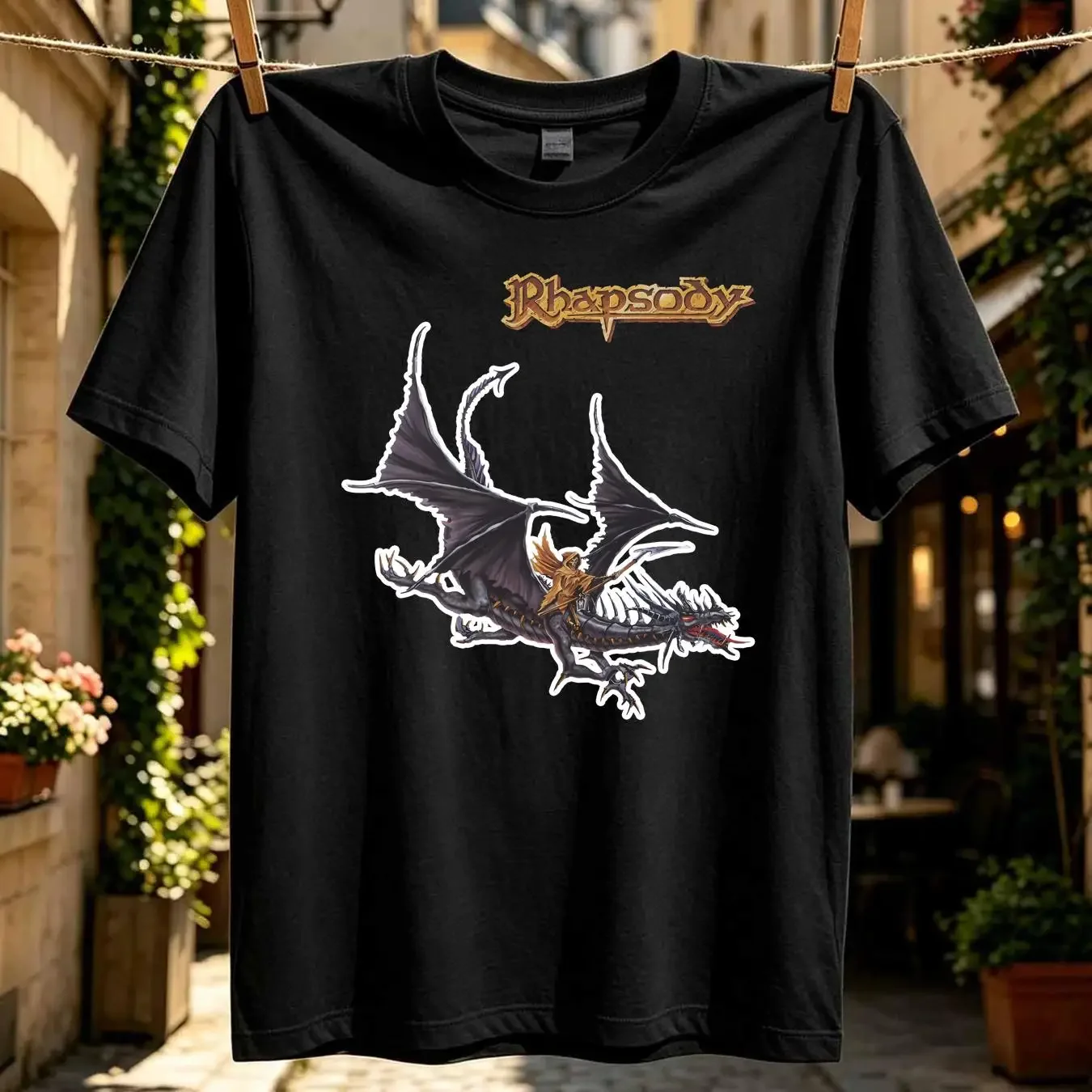 washed T Shirt 1998 Rhapsody of Fire Band Emerald Swords Promo for TT8875 long sleeves vintage Washed Soft homme graphic