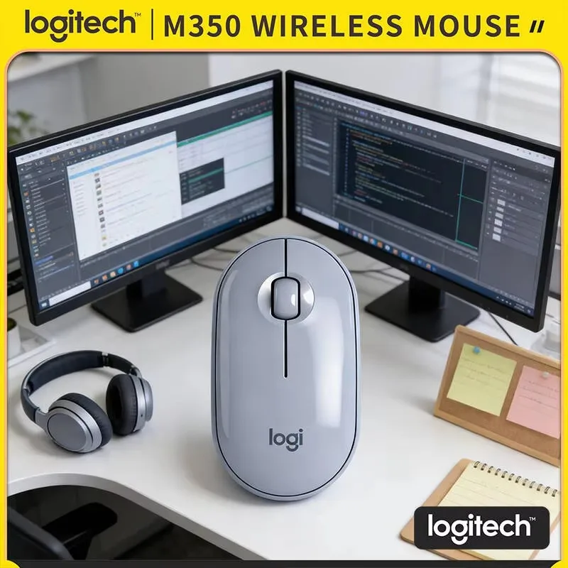 Ratón Inalámbrico Logitech Pebble M350 con Clic Silencioso, Bluetooth 2.4GHz para Windows y Mac
