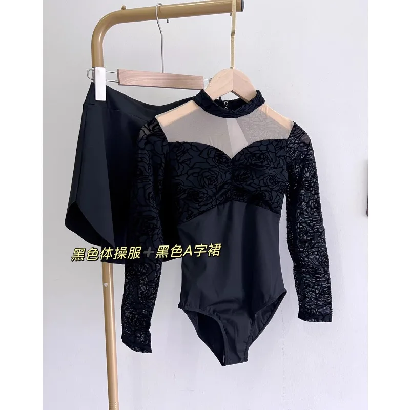 

customized ballet practice uniform women's uniform black art exam basic training bodysuit adult high neck gymnastics jumpsuit