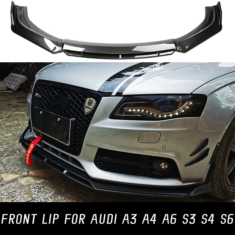 

Sedan Front Bumper Lip Chin Spoiler Splitter Diffuser Bodykit Universal For Audi A3 S3 A4 S4 A6 S6 Q3 B6 B7 B8 Car Accessories