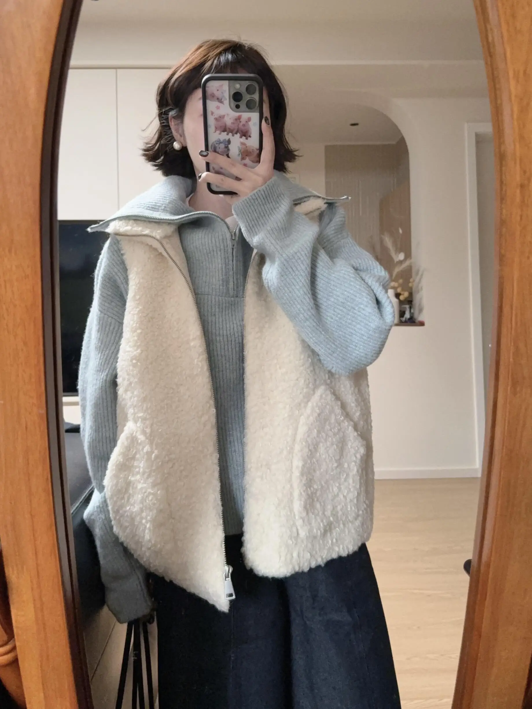 

Ladies Soft Cozy eepskin Vest Autumn Winter New Faion Loose Matching Women's Warmth Trendy Commute Sle Zipper Closure