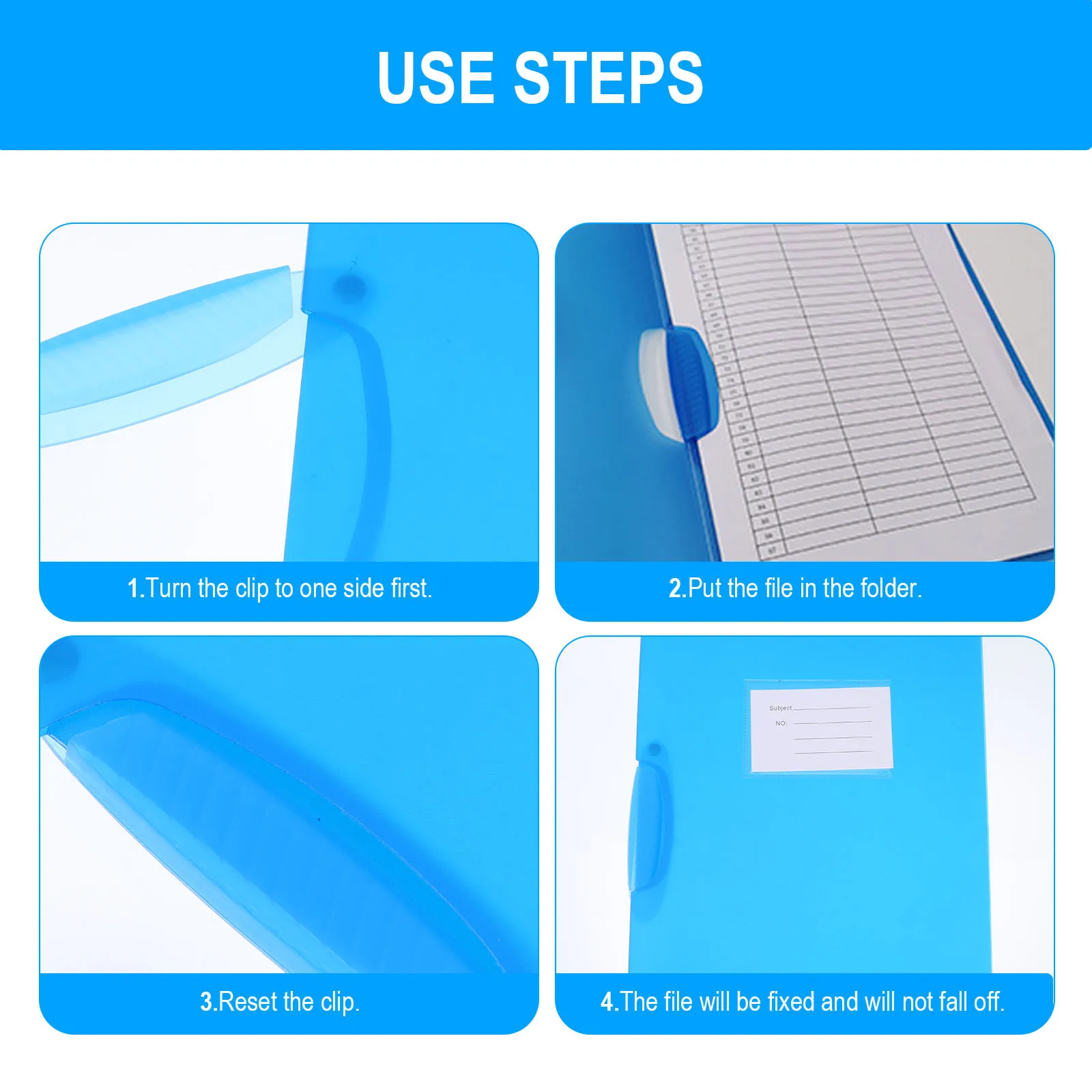 

4Pcs Transparent A4 Binders Plastic Report Folders Rotating Clip for Office School Document Organizer Plastic Folders