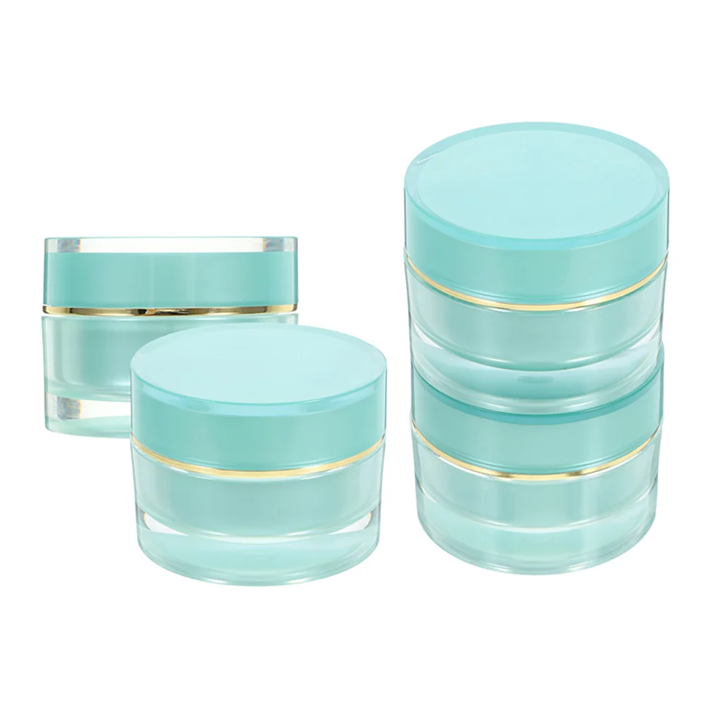 4Pcs Acrylic Cream Jars Leakproof Small Travel Refillable Containers Compact Storage Bottles Wide Mouth Jar
