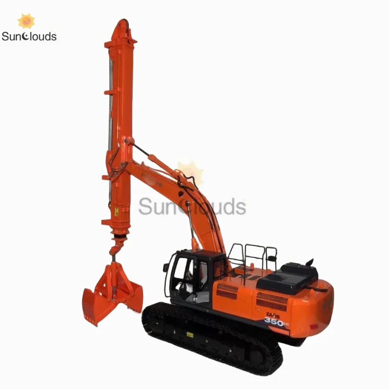 Alloy Model 1:50 Scale ZAXIS350-6 Telescopic Arm Excavator Pile Driver  Die Cast Model Toy Car & Collection Gift & Display