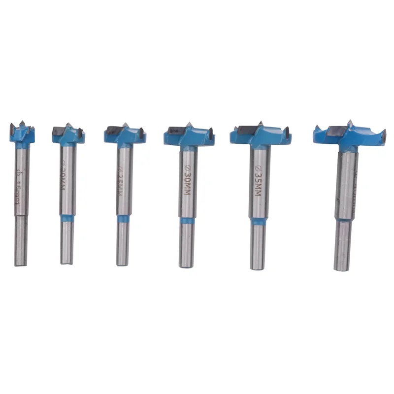 Набор сверл Forstner, 15-40 мм, 6 шт. твердосплавных сверл форстнера, высокоскоростной стальной инструмент для дерева