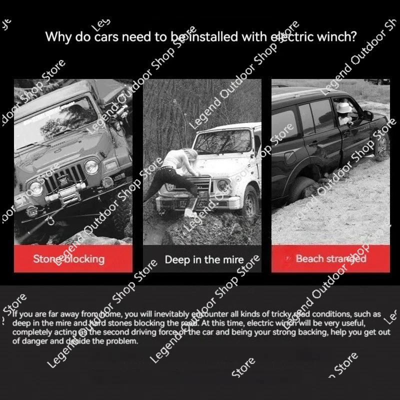 

Vehicle Self-Rescue Off-Road Winch 3000lbs 12V/24V/48V/60V Electric Winch For Vehicle Crane 3000 Lbs Handle