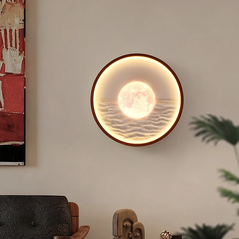 

Medieval Retro Creative Wall Lamp Bedroom Bedside Study Aisle Living Room Background Wall Lunar Rock Sand Decoration Wall Lights
