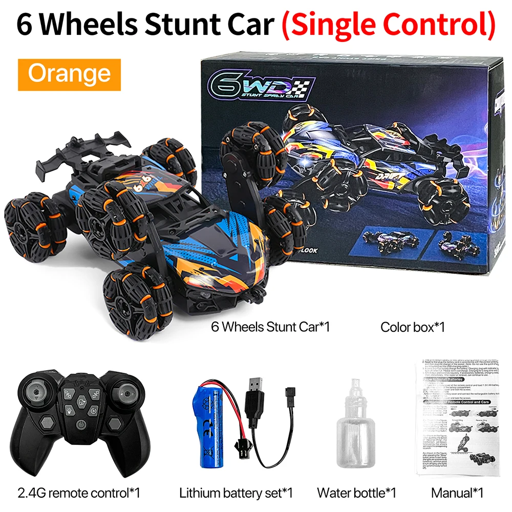 9IMOD RC Car 6 Wheel Drive Stunt Spray Car Swing Arm Spray Hand Controlled Drift Deformation Stunt Car with Watch Dual RC Car