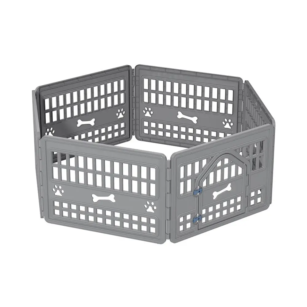 6-Panel Solid Pattern Pet Playpen Safe Button Waterproof Durable Plastic Fence for Dogs Animals