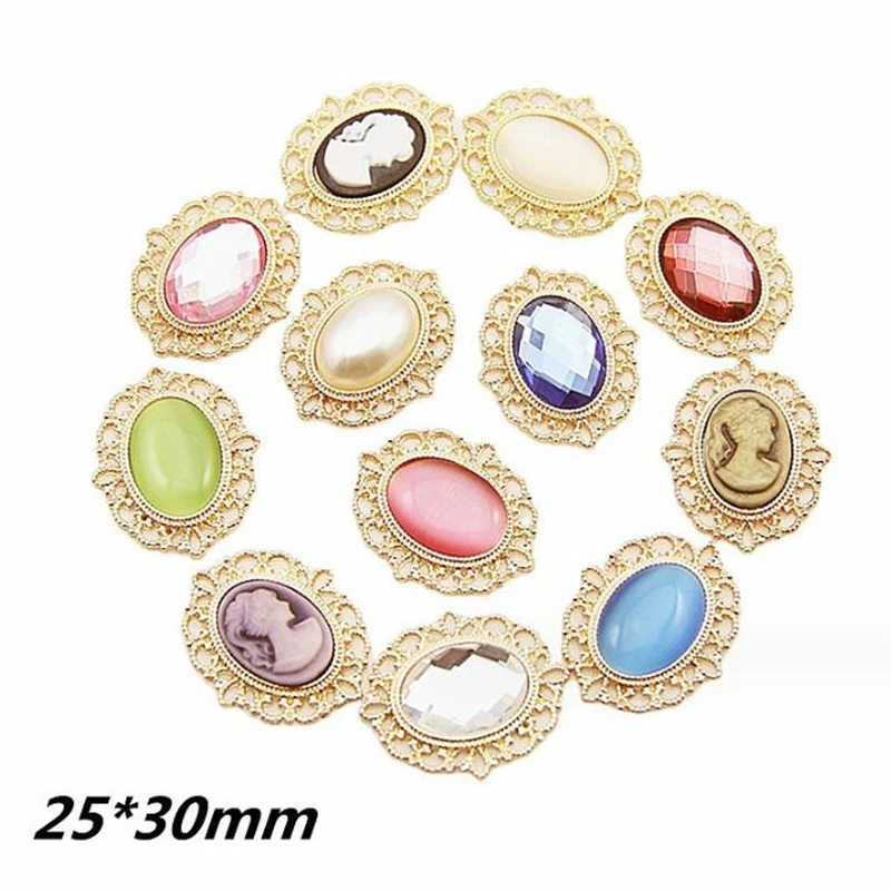 new retro Beauty head disc drill crystal oval opal charm connectors for diy earrings pendant bag hair jewelry accessories