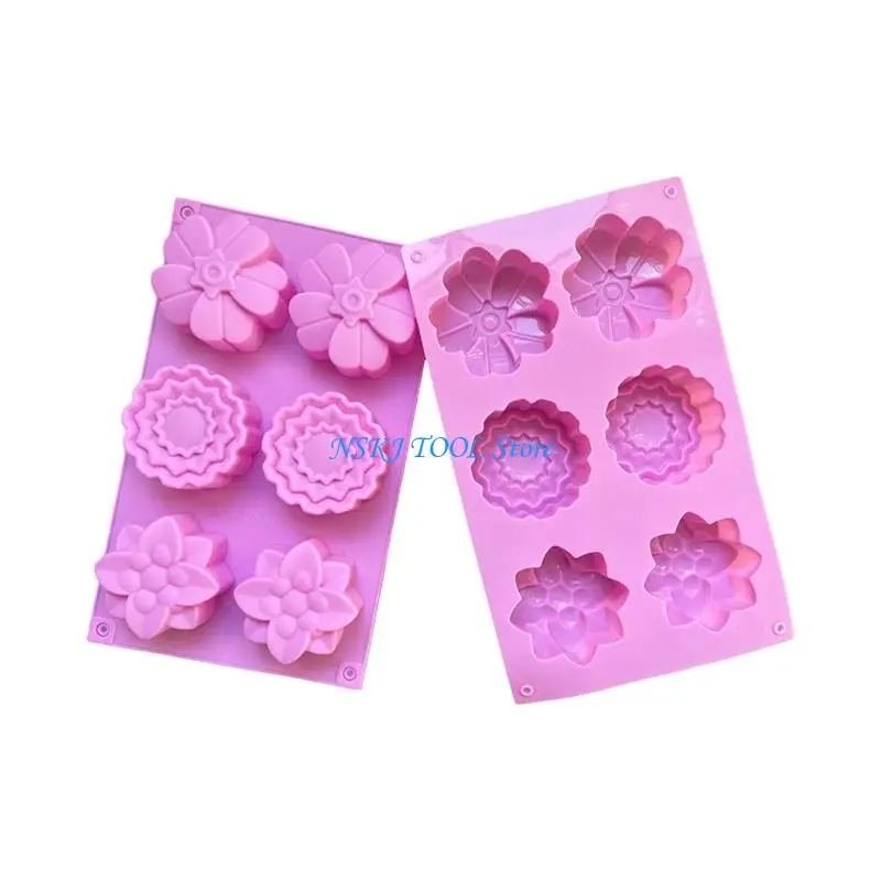 L8RC Heat Resistant Silicone Soap Molds 6 Cavity Flower For Baking Enthusiasts