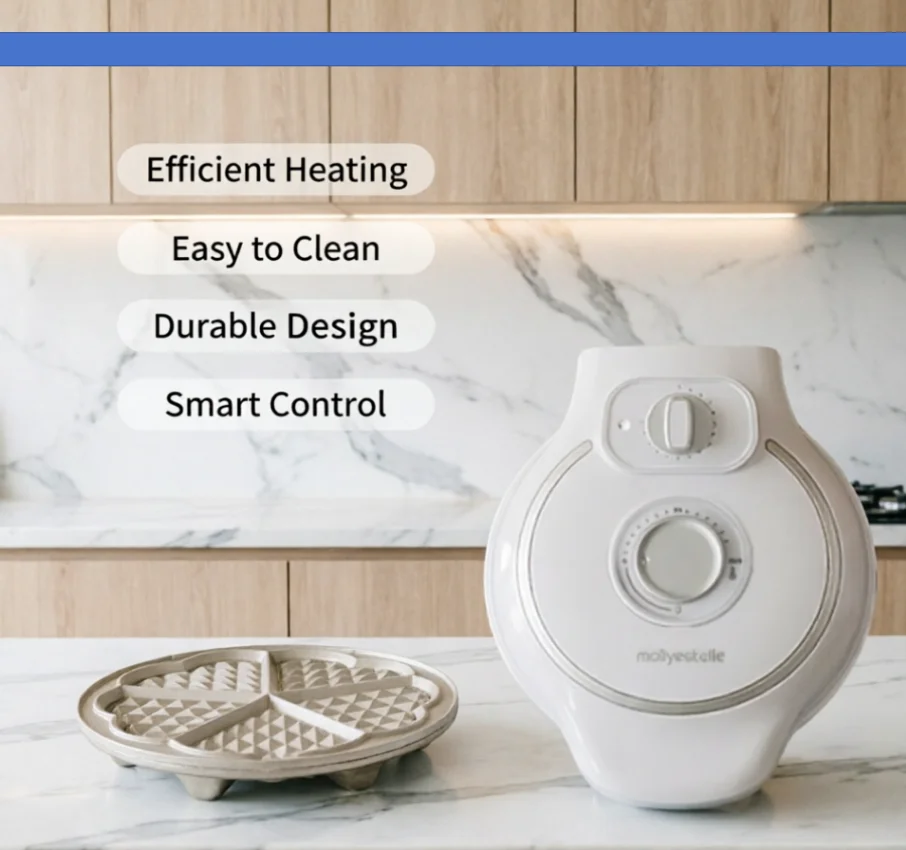 220V Timing Breakfast Cooking Machine, mollyestelle Multifunctional Electric Baker for Waffle Egg Pancake LYH