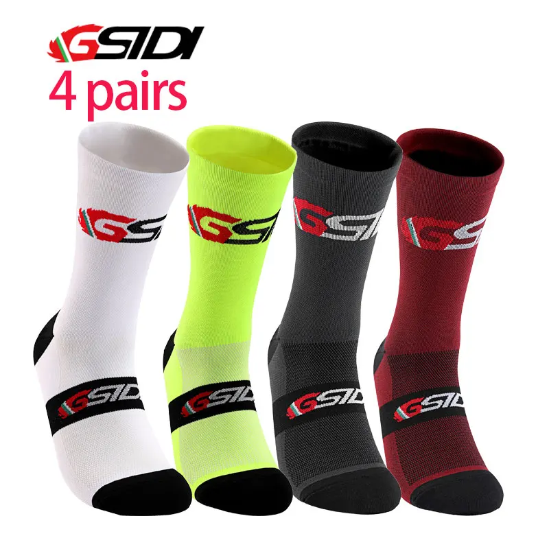 GSIDI 4 Pirs Cycling socks Men Outdoor Sports Socks Bike Professional Road Mtb Men Women Compression Racing running Bicycl