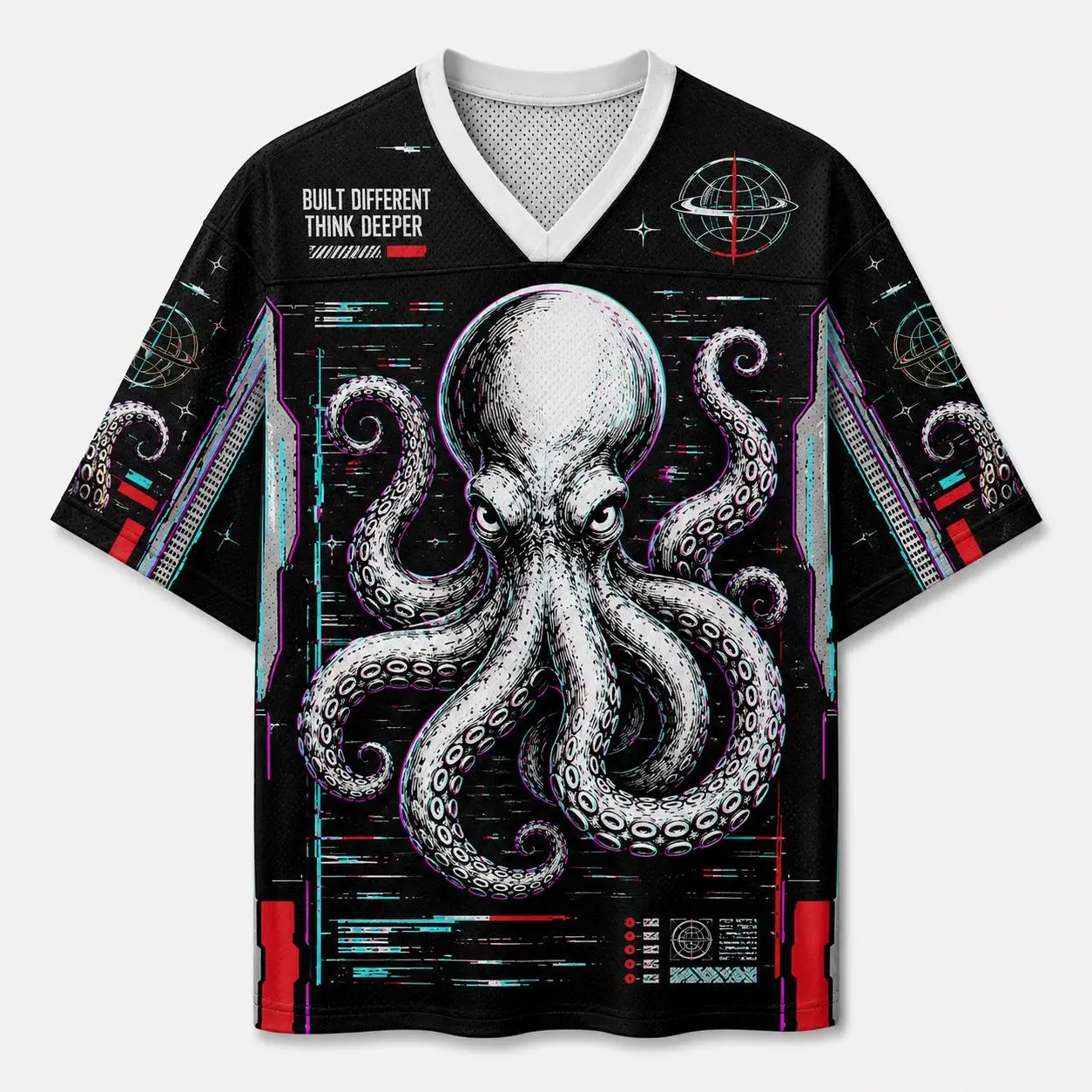 2627 Hotsell Unisex Cyberpunk Octopus Glitch 3D Print Jersey Tee Futuristic Tech Tee Casual Hip‑Hop Streetwear Short Sleeve Tops