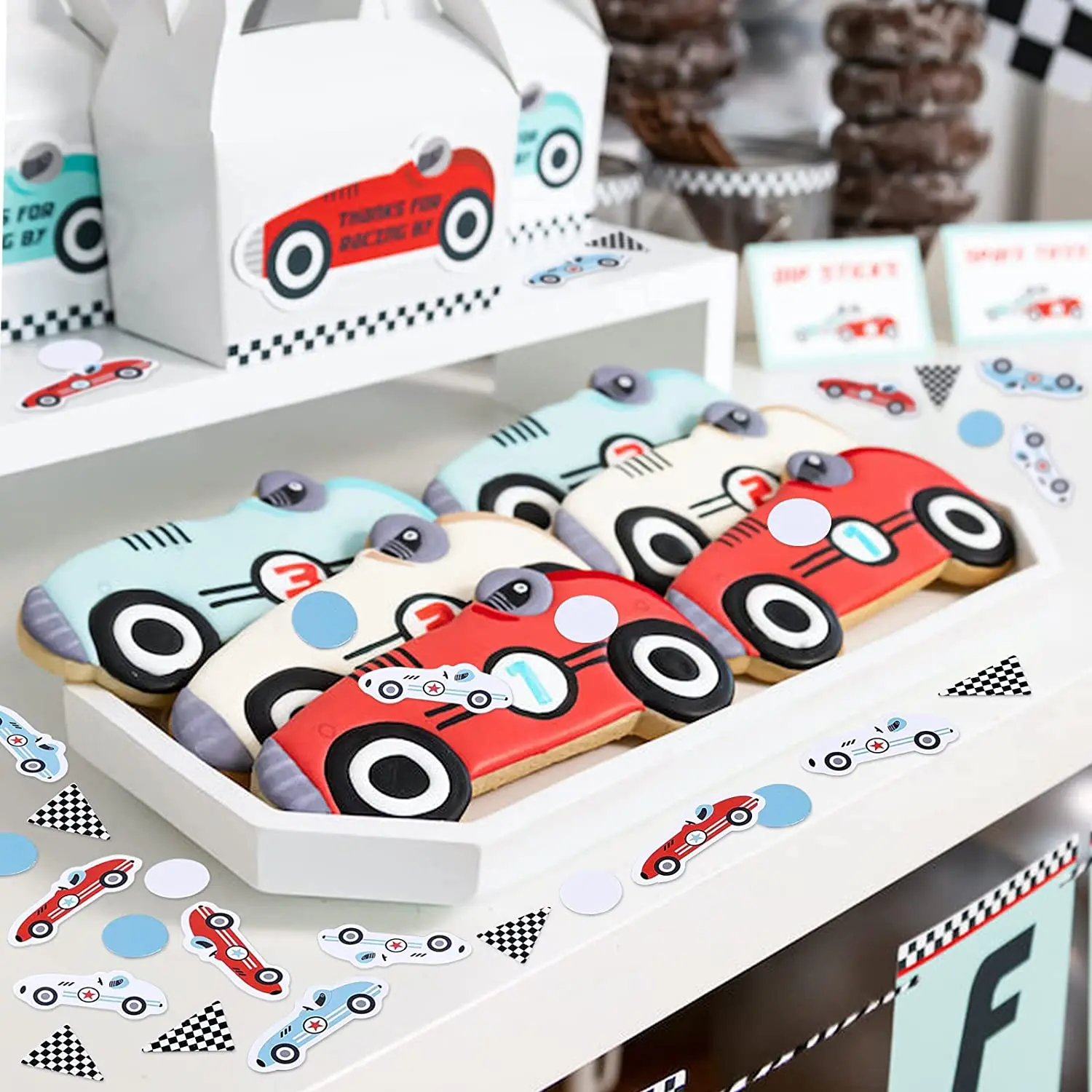 Vintage Race Car Birthday Party Decor, Confetti Table Decor, Retro Let\'s Go Racing Scatter, Baby Shower, Fast One Two, 200Pcs