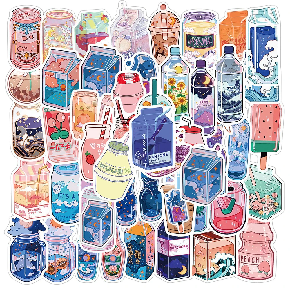 10/30/50PCS INS Style Cute Drink Cartoon Stickers Laptop Guitar Luggage Fridge Waterproof Graffiti Sticker Decal Kid Classic Toy