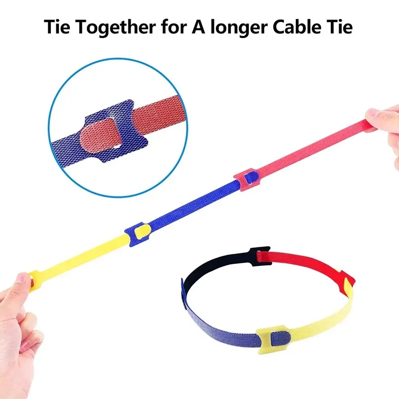 100pcs Releasable Cable Organizer Ties Mouse Earphones Wire Management Nylon Cable Ties Reusable Loop Hoop Tape Straps Tie image 5